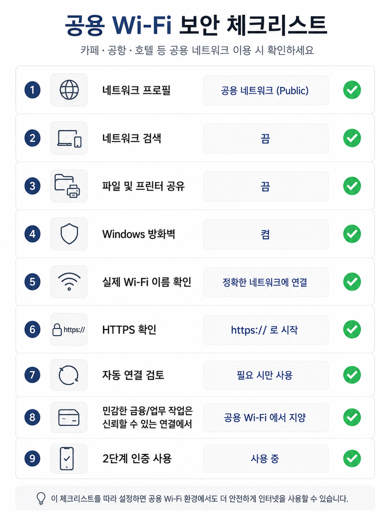직접 만든 공용 Wi-Fi 보안 체크리스트