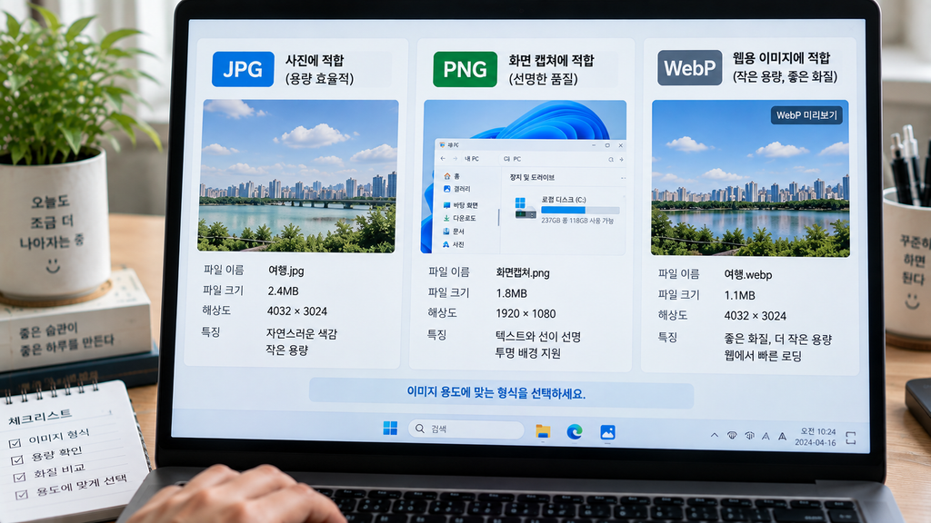 이미지 용도에 맞는 형식을 선택하는 장