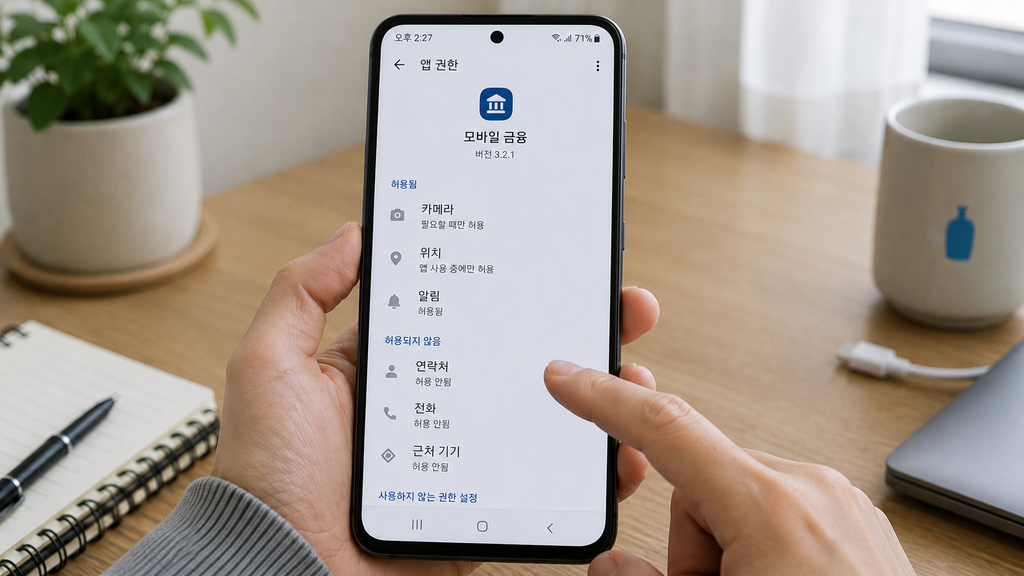 금융 앱의 권한 목록 화면