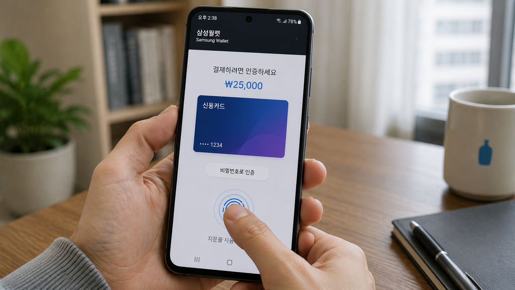 Samsung Wallet 또는 Google Wallet의 본인 인증 화면